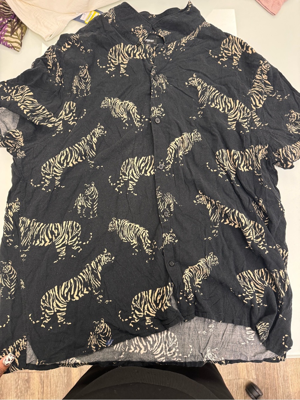 Express Black & Tan Tiger Print Top